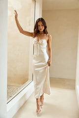 Winery Wedding Satin Maxi Dress Champagne