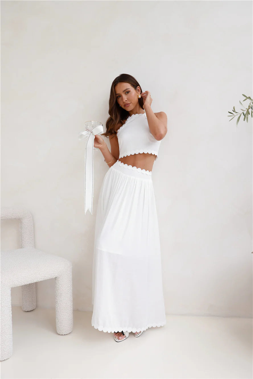 Linked Together Crop Top White