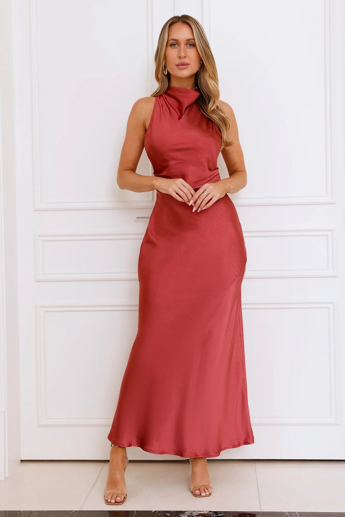 Eden Satin Maxi Dress Rose